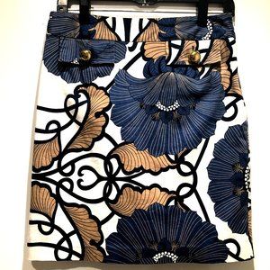 Elizabeth McKay Blue Tan Floral Skirt